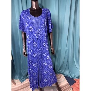 Dress Barn Woman Blue Floral Rayon Dress   Maxi Size 16W‎ Outfit